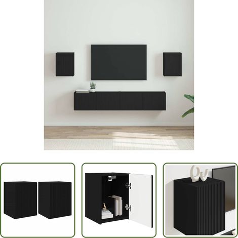 Holzwerkstoff - TV-Wandschrank 2 pcs Schwarz 30 x 31 x 40 cm Holzwerkstoff (1/5)