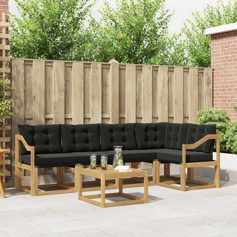 vidaXL Outdoor-Sofagarnitur mit Kissen 6 pcs Weiß und Schwarz (1/5)