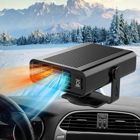 Riscaldatore per auto 2 in 1, 12V, 120W, portatile, disappannatore rapido, sbrinatore, riscaldatore per auto girevole a 360 gradi (nero) (1/5)