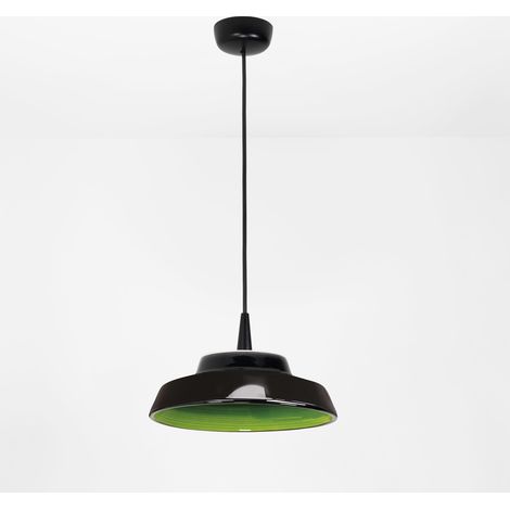 Circus Black Lampada a sospensione a LED, diffusore in ceramica verde artigianale, dimmerabile TRIAC, altezza 300 cm, 8W, CRI 90, IP40 design Italia