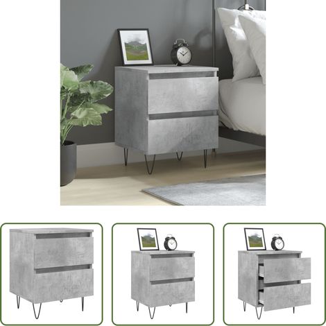 Table de chevet gris béton - Table de chevet gris béton 40x35x50 cm bois d’ingénierie (1/5)