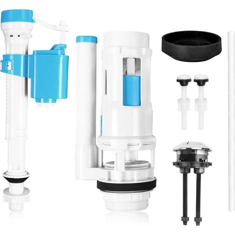 Toilet flushing system replacement kit, Toilet cistern flushing parts, Dual flush valve with push-button assembly, Universal cistern flush valve