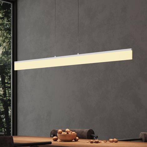 Mai & Mai Lampadario Sospensione 24W, 110.5 CM, Metallo Base, Lunghezza Filo 150 CM, Altezza regolabile, Lampada da Soffitto a Sospensione per Camera da Letto, Cucina e Soggiorno, Bianco, Alivetta (1/5)
