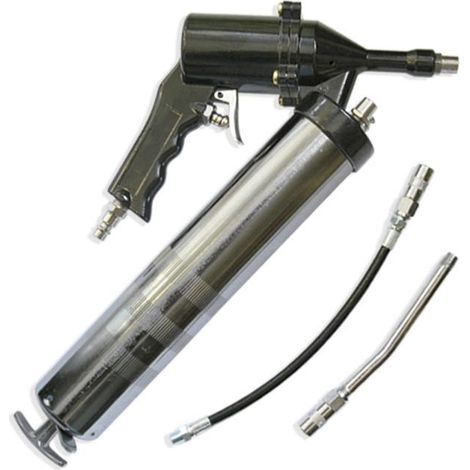 Silverline – Pistolet graisseur pneumatique 400 ml – 2 buses rigide et souple – Consommation d'air 113 L/min – Embout 280 mm en acier chromé