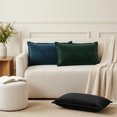 Housse de coussin 2 pcs HOUTEN Noir 40 x 70 cm Velours (1/5)