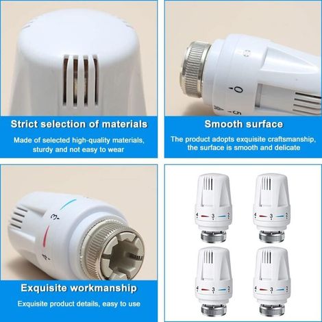 Valvola termostatica per radiatore a 4 pezzi, valvola termostatica per radiatore, testa termostatica per radiatore (1/4)