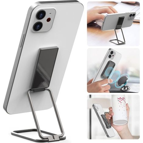 Support Magnétique Pour Téléphone - Anneau Doigt Pivotant 360° et Repliable - Compatible Support Voiture Magnétique - Pour Smartphone À Dos Plat - 1 Pièce (1/5)