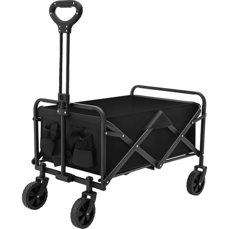Chariot pliant, capacité de charge élevée, poignée réglable, noir (1/2)