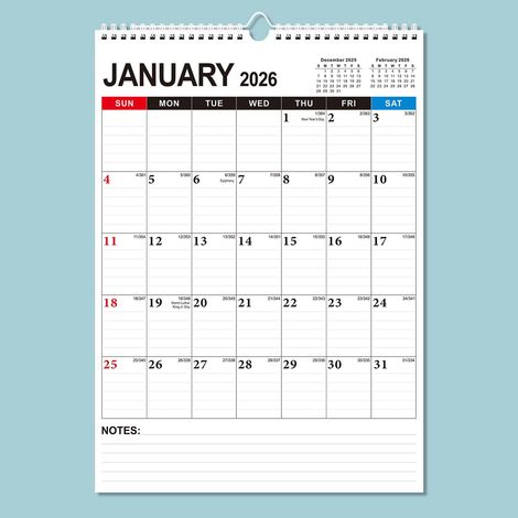 Calendrier Mural - Calendrier Murale 18 Mois 2026 - Format 43 x 30,5 cm - Accroche Murale Incluse - Pour Bureau Maison (1/4)