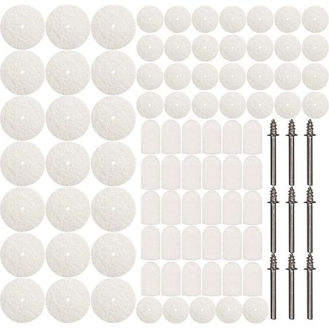 Ensemble de 88 pièces de feutre de polissage pour Dremel, comprenant des roues et des mandrins. (1/5)