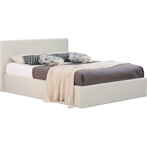 4ft6 Gas Lift Ottoman Bed Frame in Cream