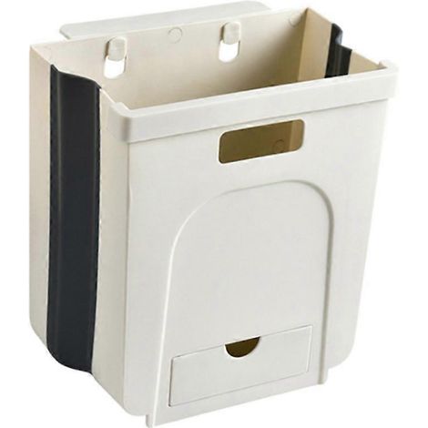 Poubelle suspendue grande taille pour porte de placard de toilettesrangement pour déchets mural pliable pour salle de bainblanc crème (1/5)