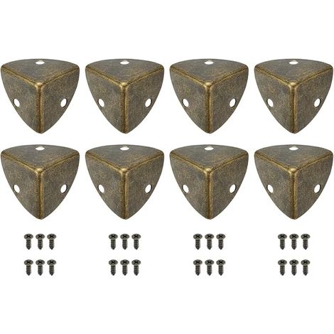 Coins Décoratifs pour Boîtes, 23mm Protections d'angle en Métal, Protecteurs d'Angles de Meubles avec Vis, Coins Anti-Poussière d'Escalier Vintage, Bronze (1/5)