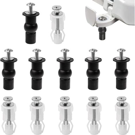 12 Pièces Fixation Abattant Cuvette WC Universel Charniere Abattant Vis Fixation WC au Sol Suspendu Reservoir Lunette WC Vis D'expansion Abattant WC Fixations WC Siège Charnière de Boulons à Expansion
