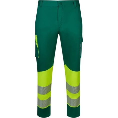 Pantalón stretch reciclado bicolor cinta segmentada VELILLA 303032S L Verde / Amarillo flúor (1/4)
