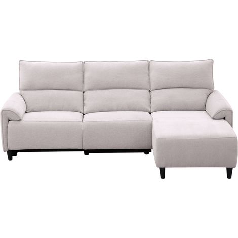Deco In Paris – Canapé d'angle relax électrique en tissu beige – Dossier inclinable et repose-pieds automatique – Confort moderne pour salon (1/5)