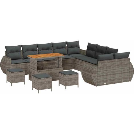 Maison Exclusive - Gartensofa-set 14 pcs Grau Poly-Rattan