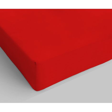 Lenzuolo sotto con angoli Cotone Max Color, Matrimoniale, Rosso (1/2)
