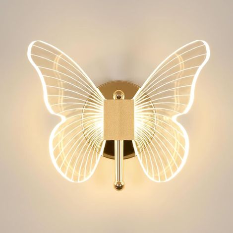 Applique murale LED 10 W, applique papillon créative, lampe de chevet à trois couleurs réglables (3000 K - 6500 K), applique murale pour chambre, éclairage décoratif d'intérieur (1/5)