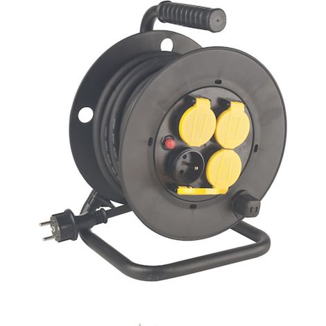Enrouleur de câble électrique avec 4 prises - 10 m - H07RN-F 3G2,5 - FIRST