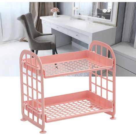 [Étagère de rangement de bureau] + [Paillette] + [2 niveaux] + [Organiseur de cosmétiques et bijoux en plastique robuste 21,5x14x20,5cm] (1/5)
