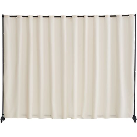 Cloison de séparation en tissu, séparateur de pièce portable avec roulettes, paravent de confidentialité autoportant intérieur pour bureau, chambre, salle à manger, maison, 308,5x245,5 cm, beige (1/5)