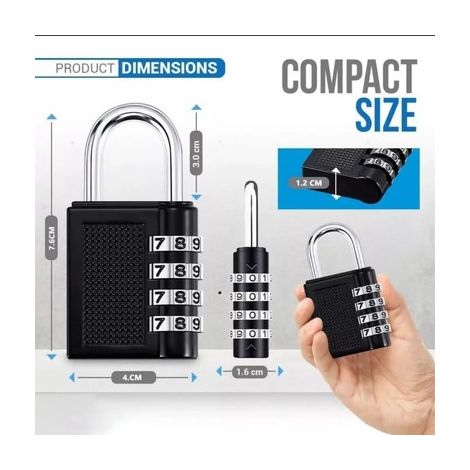 Cadenas à combinaison à 4 chiffres, robuste, pour usage extérieur, idéal pour la salle de sport, les voyages, les bagages et les casiers. (1/5)