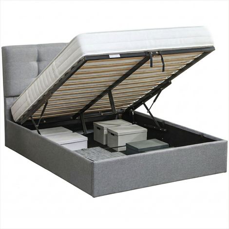 Canapé convertible gris avec rangement 140 x 190 cm (1/5)