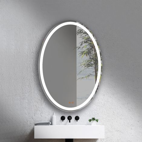 Espejo de baño con antivaho y luz LED frontal, OVAL 70x100- MANILLONS TORRENT (1/4)