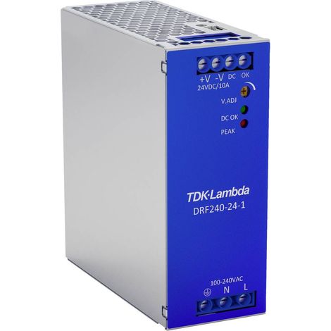TDK-Lambda DRF240-24-1 Alimentatore per guida DIN 24 V/DC 240 W Num. uscite:1 x Contenuto 1 pz. (1/2)