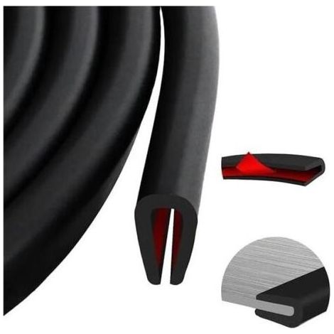 Protection bord de tole EPDM joint caoutchouc en u joint porte voiture adhesif noir caoutchouc protection metal verre (3m, 2mm) (1/4)