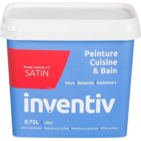 Peinture Cuisine&Bain Satin Rouge Lipstick 3 - INVENTIV 0,75L