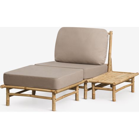 Set da giardino con poltrona, pouf e tavolino rettangolare in bambù Isendra SKLUM (1/5)