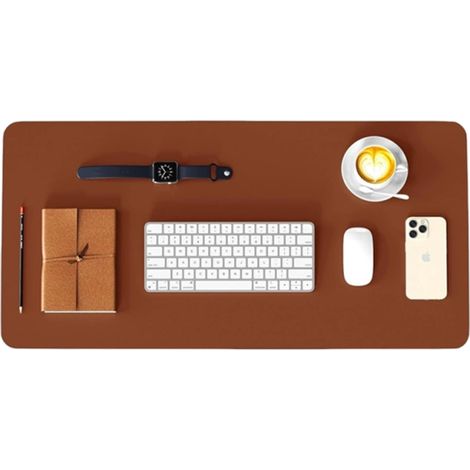 Sous-main Bureau - Cuir PU - Antidérapant - Étanche - Pour Ordinateur Portable et Souris - 40 x 30 cm - Marron