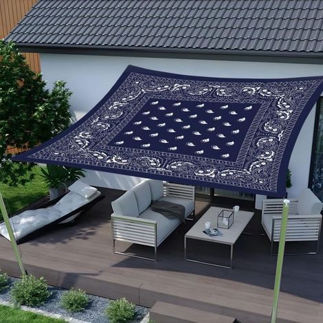 Voile d'ombrage rectangulaire imperméable motif mandala 3D, protection UV 95 %, bleu 180 x 180 cm (1/5)