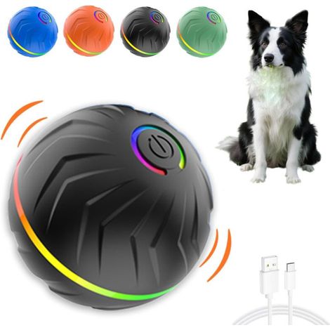 Interaktiver Hundeball, der sich automatisch bewegt, springt und dreht, mobiler Ball für kleine, mittlere und große Hunde, Schwarz (1/5)