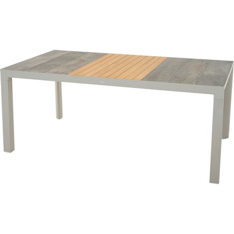 Lindos Tisch 180x100 matt seidengrau Alu,Keramik,Teak FSC 100% (1/4)