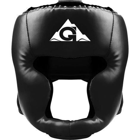 Casque De Boxe Adulte En Cuir Pu, Idéal Pour L'entraînement Mma (Kickboxing, Muay-Thaï, Sparring, Karaté, Taekwondo), Noir.