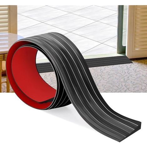 Rampes de seuil de Porte Caoutchouc Autocollant Rampes de Porte pour fauteuils roulants Seuil en Caoutchouc Barre de Transition pour Robots aspirateurs, Scooters (Noir, 5cm X 1cm X1m) (1/5)
