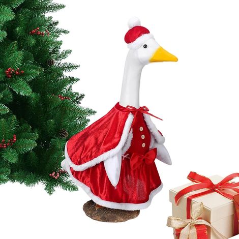 Costume de Noël avec oie décorée (modèle « Noël », costume d'oie de 23 pouces) - costume avec nœud rouge (1/5)