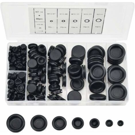 170 Pcs Rubber Plugs, 7 Sizes Rubber Grommets Hole Plugs with Storage Case, Electrical Wire Seal Kit for Car Water Pump (1/5)
