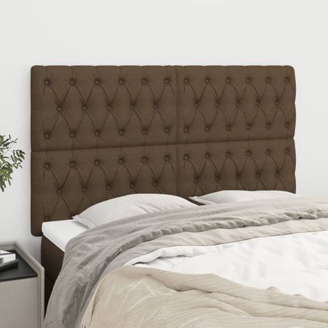 vidaXL Tête de lit marron foncé 144 x 7 x 118/128 cm Tissu (1/5)