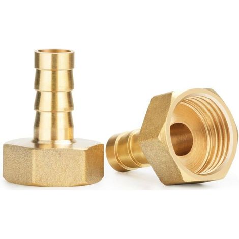 Lot de 2 raccords de tuyau avec filetage hexagonal et extérieur - Raccord de tuyau intérieur pour air, eau, carburant, huile et gaz (1/2" IG x 10 mm) (1/4)