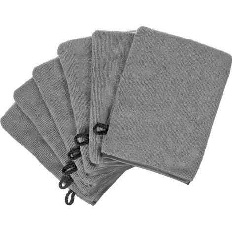 8 Mikrofaser-Duschhandschuhe, Waschlappen (15 x 21 cm), weich und saugfähig, Badetuch, wiederverwendbare Handschuhe zum Abschminken, grau (1/5)