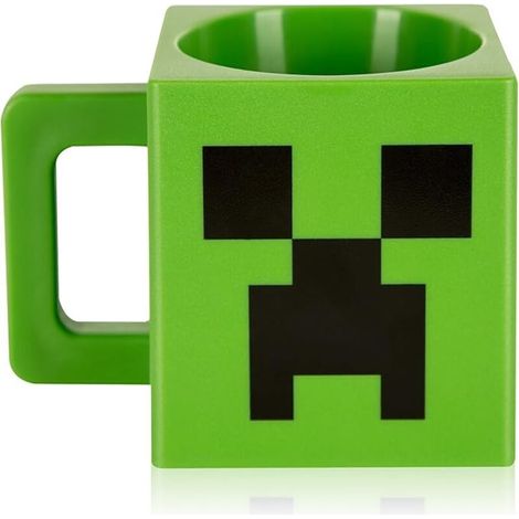Mug carré en plastique vert à motif visage de Creeper, 230 ml (1/4)