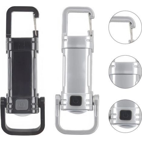 Mini LED keychain light, 3W, USB-C interface, 5 modes, foldable with stand and hook, portable flashlight, suitable for camping and emergency lighting. (1/5)