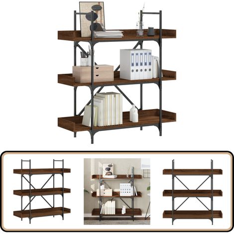 Bücherregal 3 Böden Braun Eichen-Optik 100x33x108,5 cm - Buche Regal - Eiche Optik - Wohnraum - Bücheraufbewahrung - Regal System (1/5)