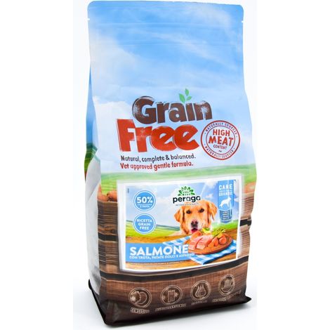 CROCCHETTE PERAGA GRAIN FREE PER CANE ADULTO TAGLIA GRANDE 2KG SALMONE CIBO PER CANI