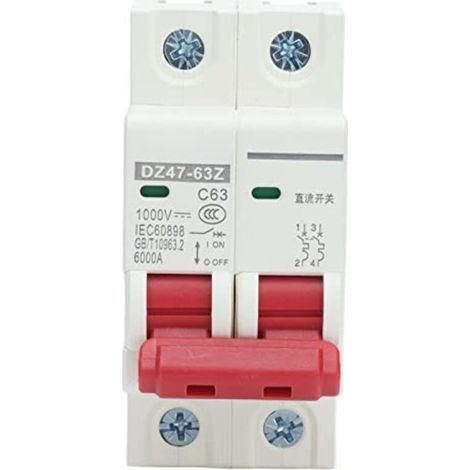 Disjoncteur Pneumatique Miniature , Disjoncteur à Montage sur Rail DIN 63A DC 1000V 2P Basse Tension 6000A Ultime Disjoncteur à Montage sur Rail DIN (1/5)