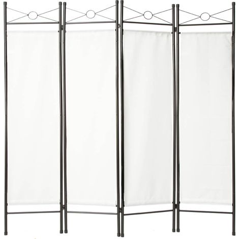 Tectake – Lot de 4 paravents modulables en fer forgé blanc – 180 cm de hauteur – Panneaux pliables – Pour séparation d'espaces intérieurs (1/5)